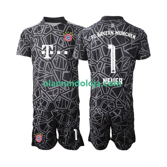 Camisola Bayern de Munique Manuel Neuer 1 Guarda-redes Criança Equipamento Primeiro 2022-2023 Manga Curta